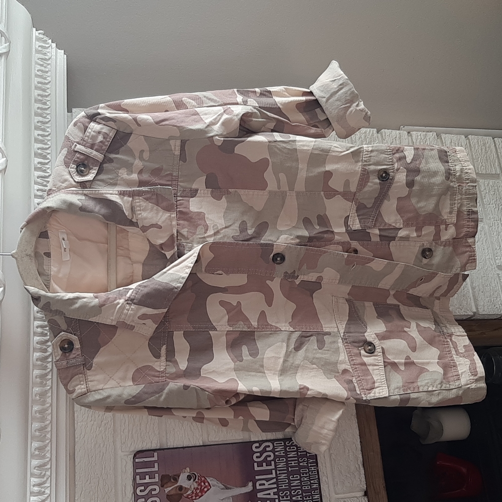 Women's Maurices Military Style Cotton Camo Cargo Oversized Spring Jacket Sz L